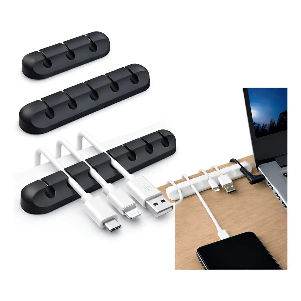 Organizador Fios Cabos Mesa Silicone 7 5 3 Adesivo Universal