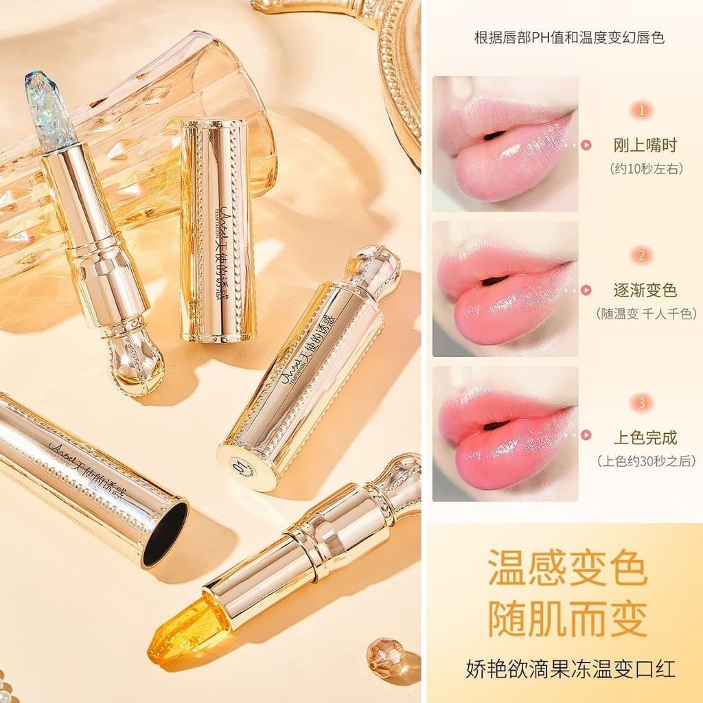 Folha de ouro geléia sensor de temperatura batom que muda de cor hidratante bálsamo labial que muda de cor não desbota c