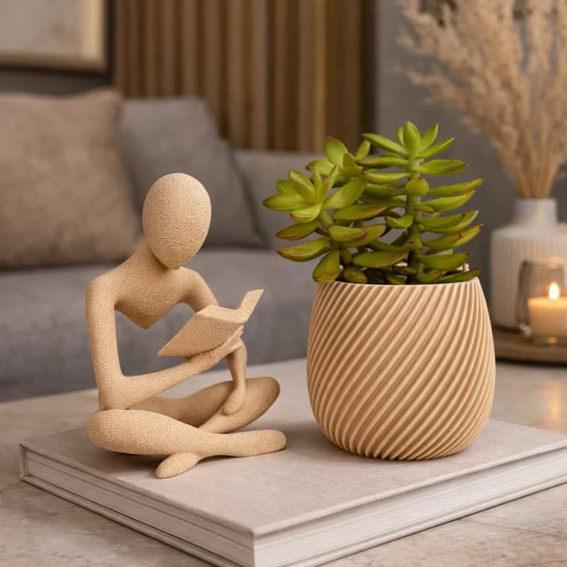Estátua Livro + Vaso para Suculenta – Decoração Moderna Sala
