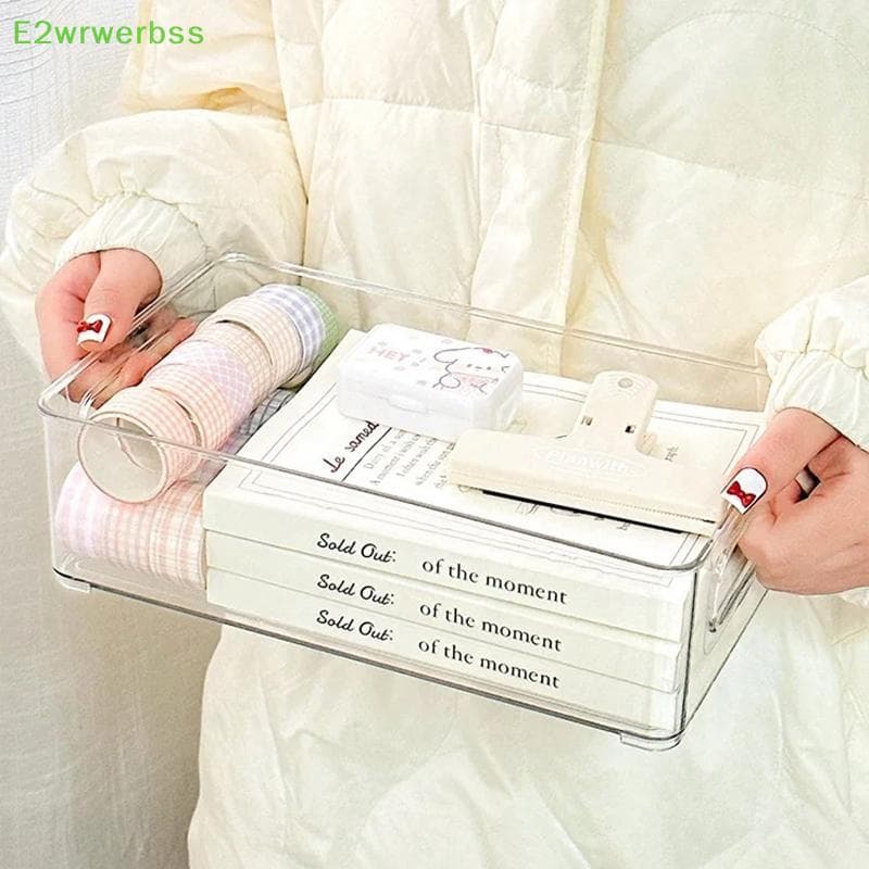 [E2wrwerbss] Caixa De Armazenamento De Acrílico Cosméticos De Mesa Plástico Transparente Dormitório Doméstico Máscara Fa