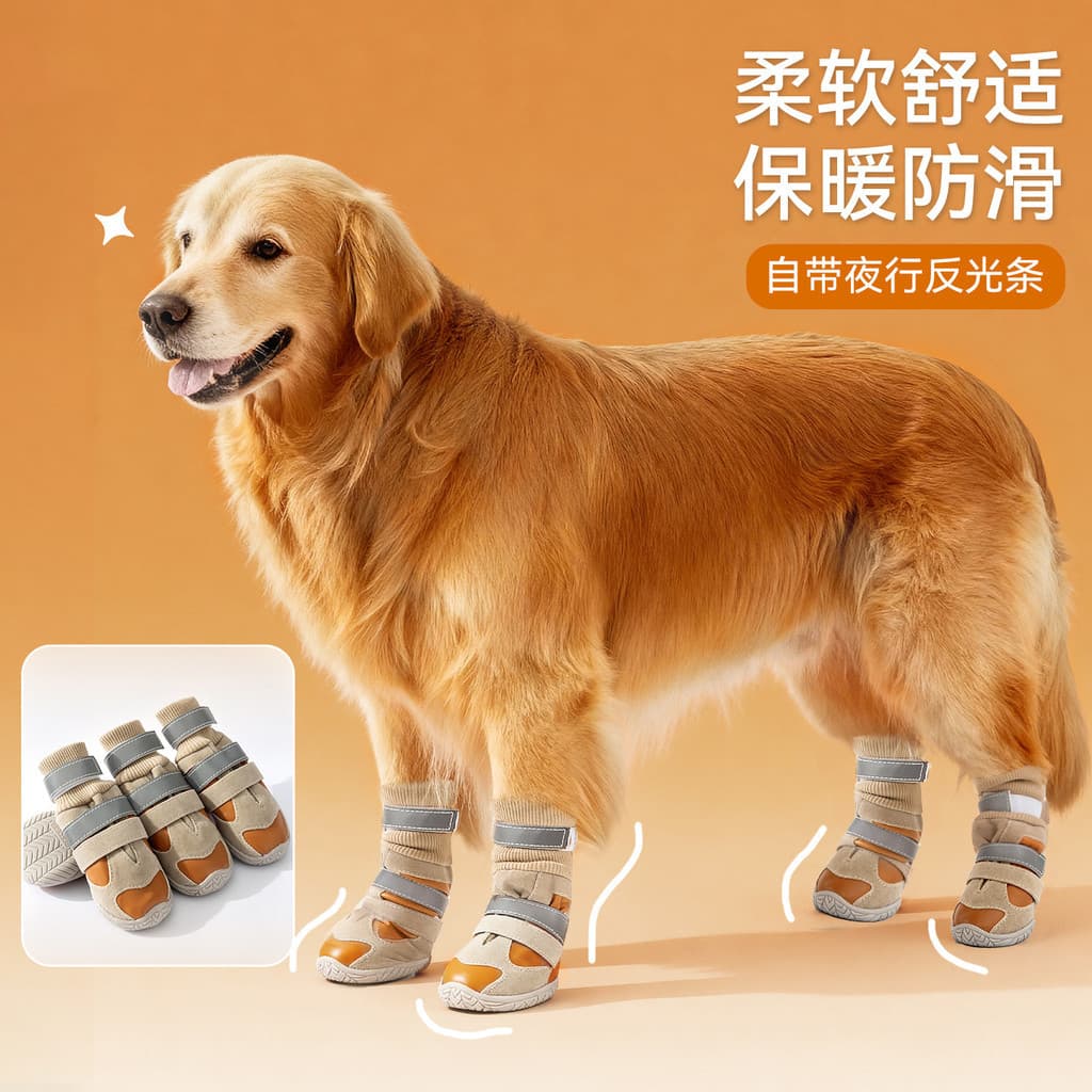 Sapatos de sola dura para cães grandes, meias com fivela dupla, sapatos para cães grandes, Labrador e lã para animais de