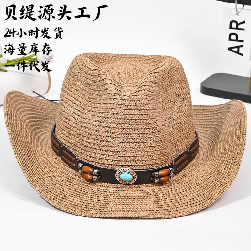 Chapéu masculino feminino Look rosto pequeno boêmio retrô panamá chapéu de palha protetor solar chapéu de sol