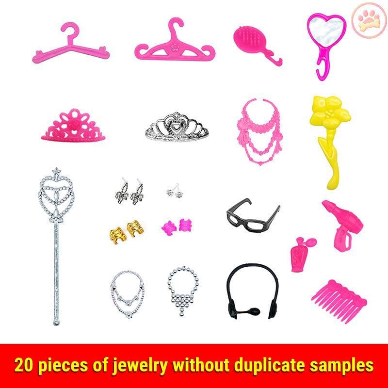 Carro 20 Pçs Brincos Universais Pulseiras Coroa Para 1/6 Boneca Acessórios Conjunto De Moda Da Menina Jóias DIY Decoraçã