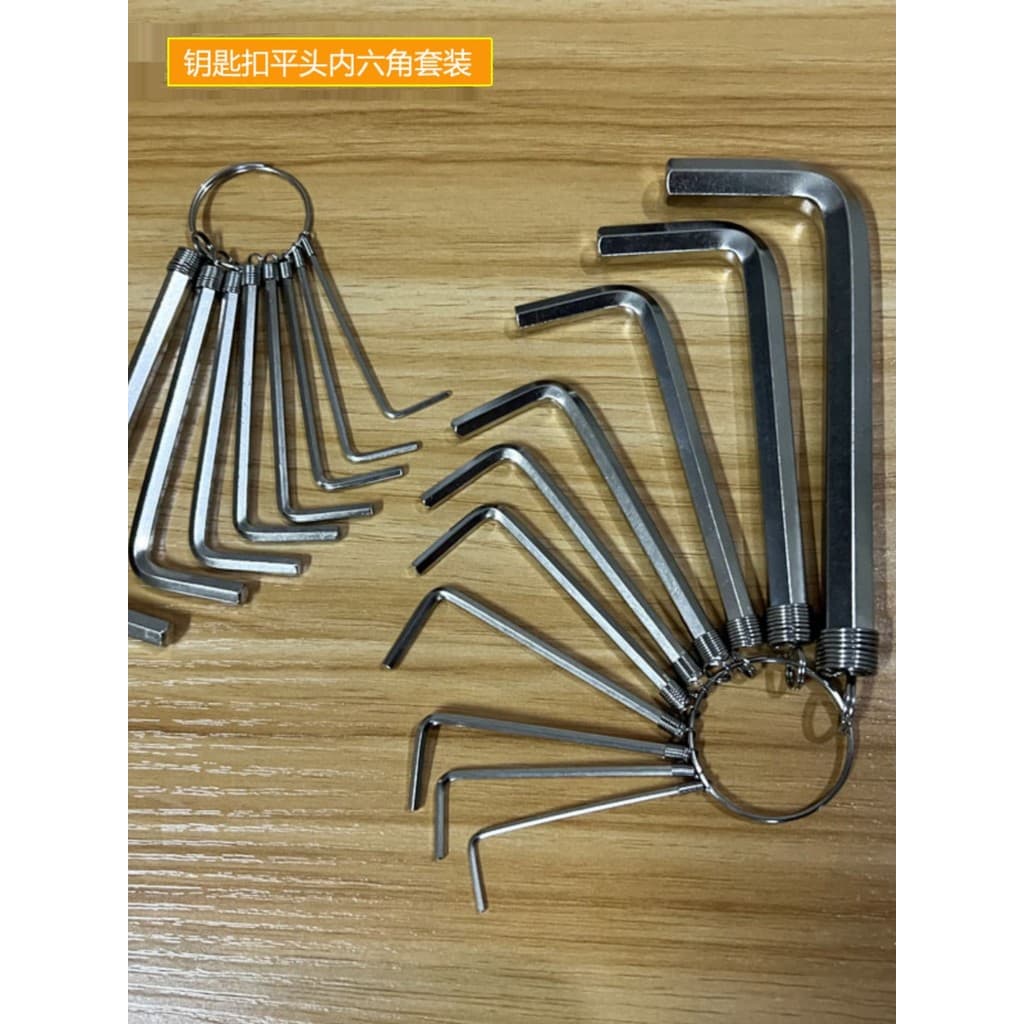 Conjunto de chave allen conjunto de chave de fenda allen chaveiro métrico curto cabeça plana conjunto de 10 peças um por