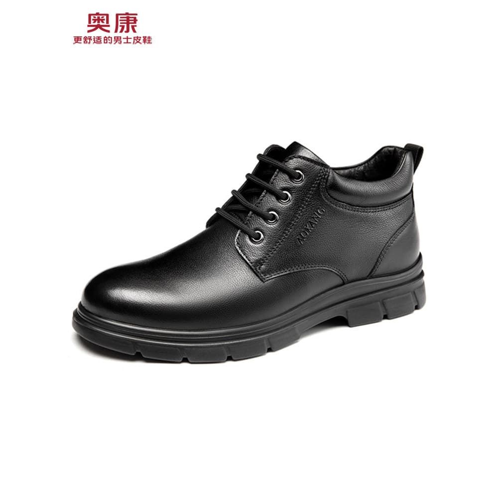 Okcom sapatos de couro masculino inverno sola macia couro genuíno inverno trabalho sapatos masculinos preto estilo inver