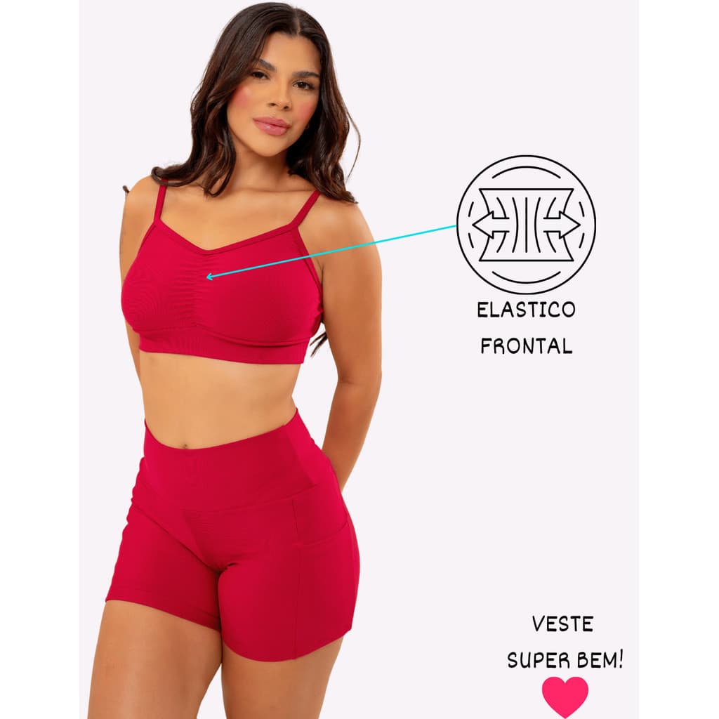 Kit Com 2 Top Fitness Com Detalhe Em Elastec Pala Modas Fitness