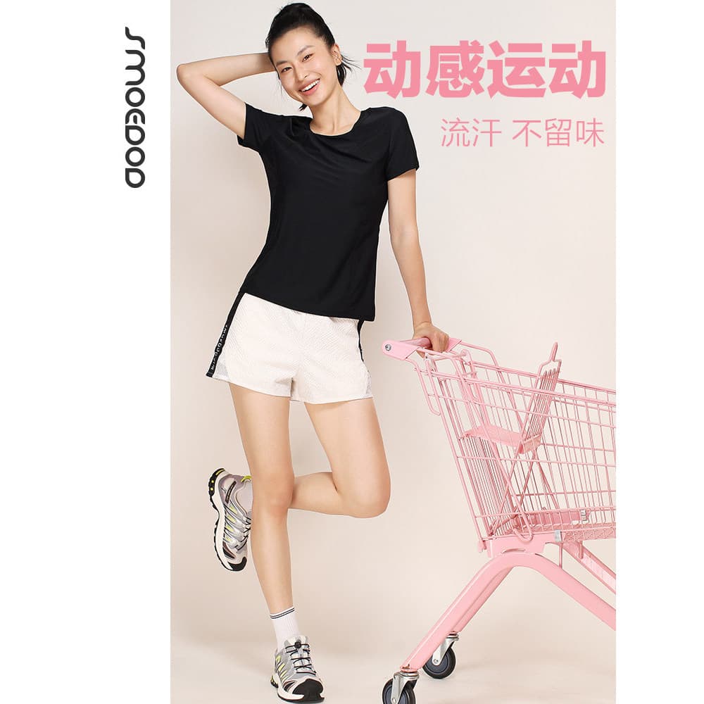 SMOEDOD/Water Mu Yiduo Yoga Camiseta Esportes Gola Redonda Slim-fit Slimmer Look Verão Casual Respirável 50089