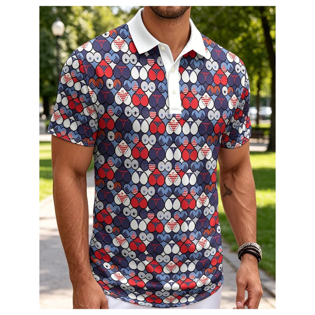 Camisa polo masculina impressa Digital, estilo esportivo casual, verão novo estilo negócios casual lapela camisa polo de