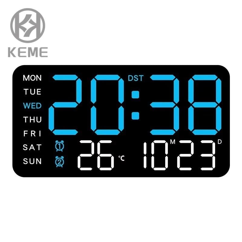 Relógio Digital LED de Parede e Mesa com Calendário, Alarme e Temperatura