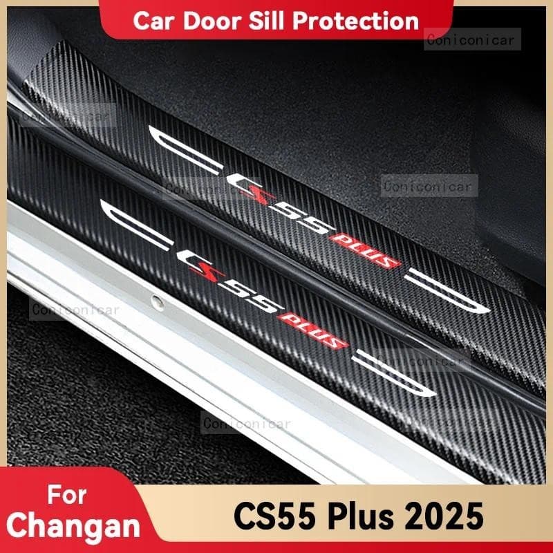 Adesivo De Fibra De Carbono Para Soleira De Porta De Carro , CHANGAN CS55 PLUS 2025 , Pedal De Limite , Anti-Arranhões ,