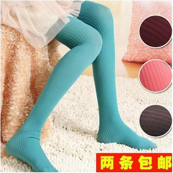 Japonês coreano doce cor outono inverno estilo 80D listras verticais mais magro olhar meia-calça/Base meias 2 peças fret