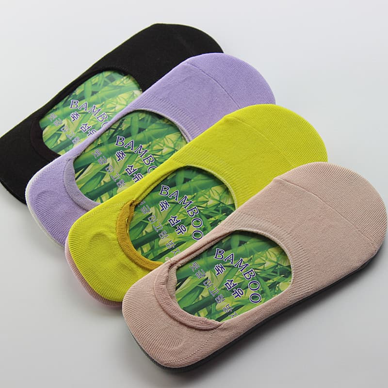 Ervilhas sapatos meias verão Silicone Anti-deslizamento Ultra-boca boca invisível meias de fibra de bambu meias barco me