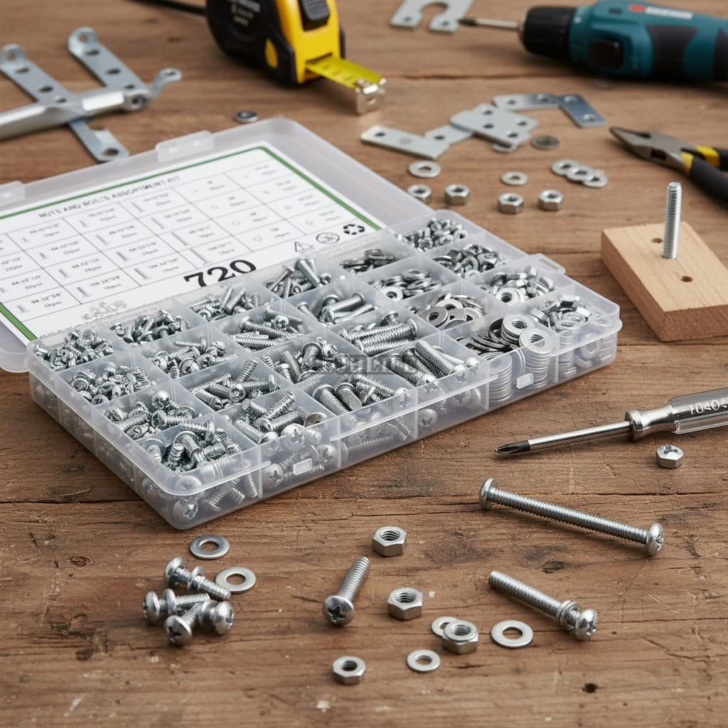 Kit De Parafusos De Cabeça Panela Phillips 304 720 Unidades De Aço Inoxidável Com Arruelas Planas E Porcas Para Múltipla