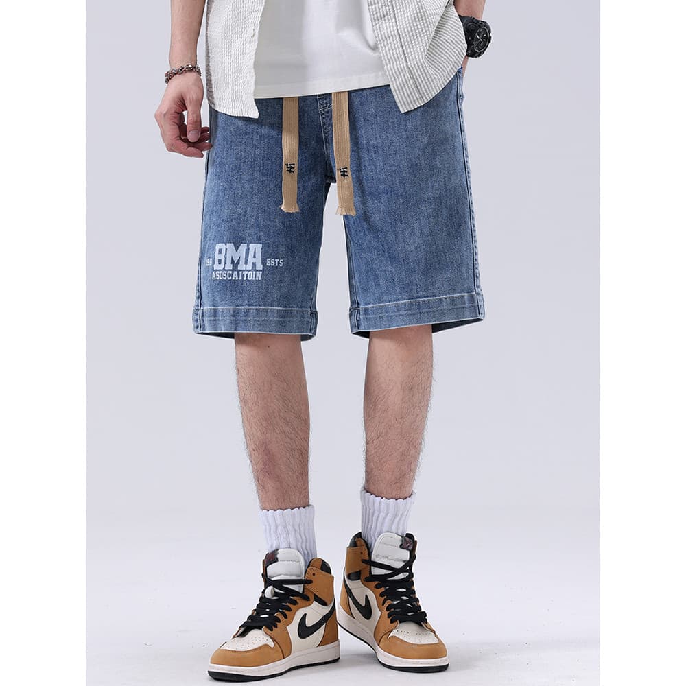 Fat Guy Men Plus Fat Plus Shorts Plus Size Calças Cortadas Soltas Shorts Masculinos Jeans Gordos Curtos Masculinos