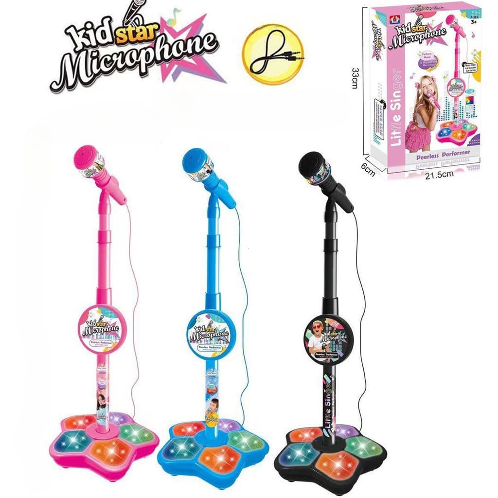 Microfone De Simulação Infantil super Legal 5 Luzes Meninos E Meninas Com Suporte Jogar Brinquedo De Música