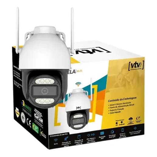 Camera Sentinela Ptz Ip Wi-fi 3mp Dual Light 30m 4mm Vtv