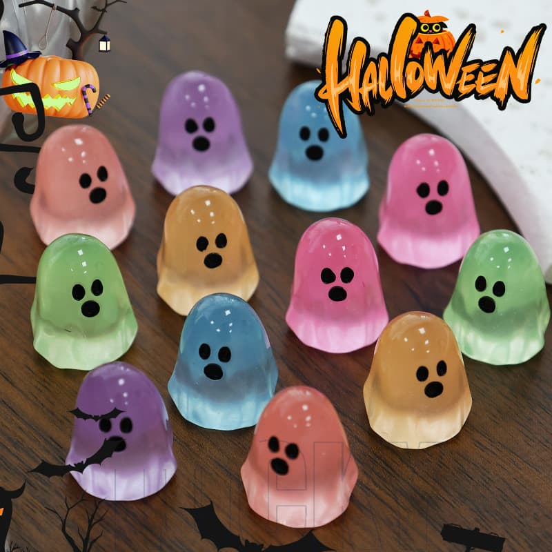 30 Unidades De Ornamento Fantasma Luminoso De Halloween-Que Brilha No Escuro-Boneca De Resina De Elfo De Desenho Animado