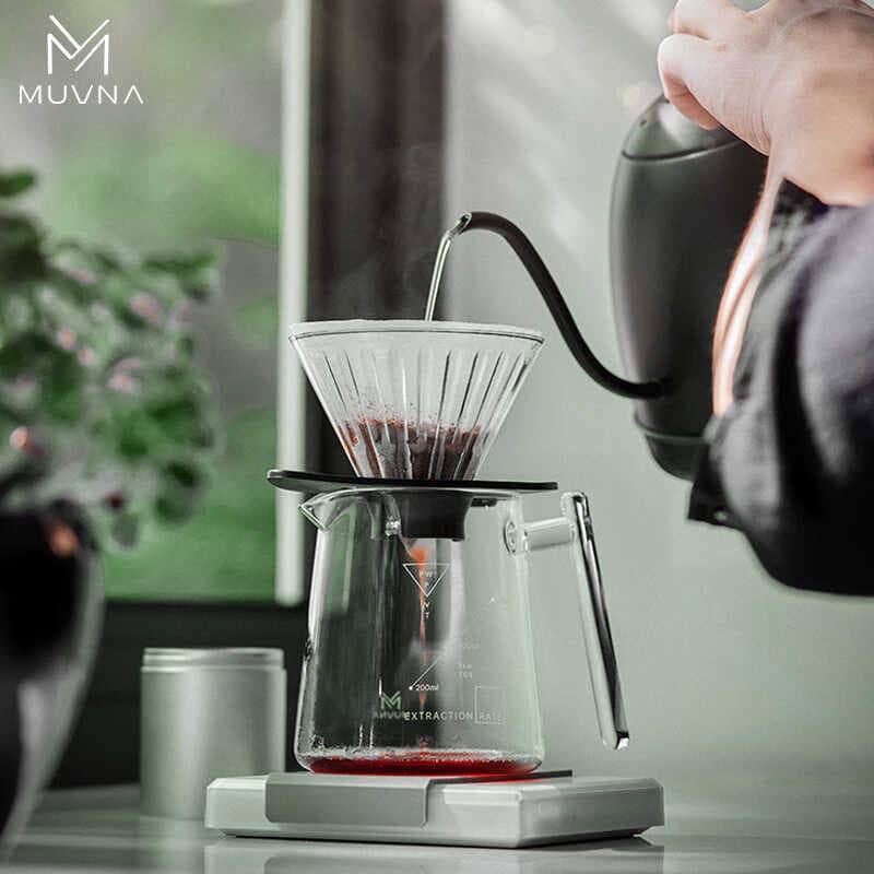 MUVNA pote de compartilhamento de café feito à mão com escala pote justo de vidro v60 aparelho de café bule de flores