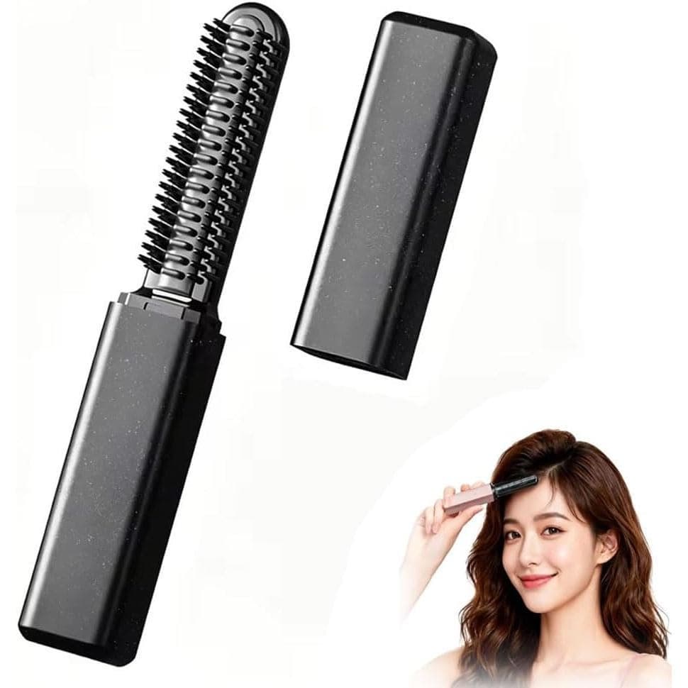 Escova de modelagem sem fio portátil, mini escova de modelagem aquecida, escova de alisamento de cabelo para mulheres, p