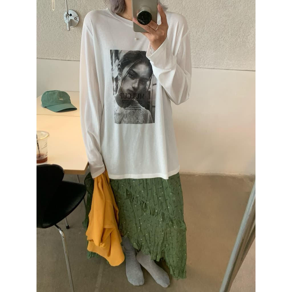 Ultra-fino em torno do pescoço fio de vidro de manga comprida Retro retrato camiseta protetor solar camisa feminina topo