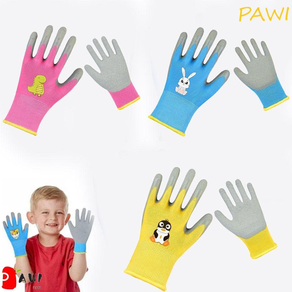 Luvas De Trabalho De Jardim PAWI , Jardinagem Infantis Duráveis Com Padrão Animal , Luva Protetora Respirável Para Crian