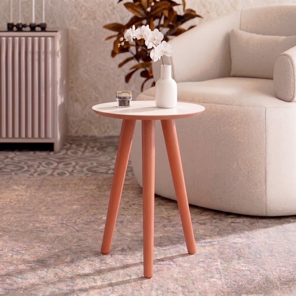 Mesa de Apoio Redonda Mesa Lateral de MDF Pés PVC