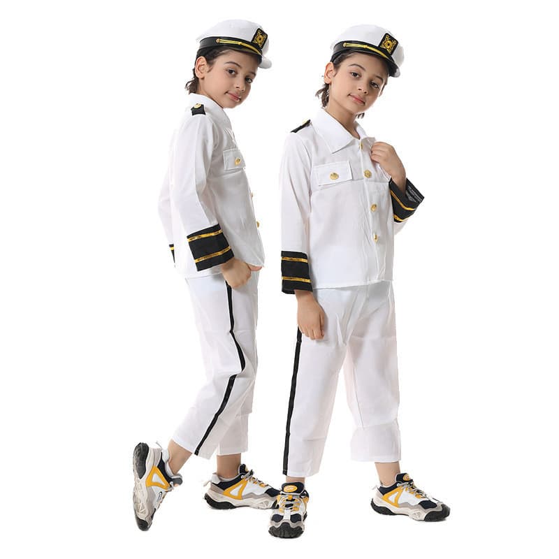 Fantasia infantil de Halloween, fantasia de capitão infantil, fantasia de marinheiro, cosplay profissional para interpre