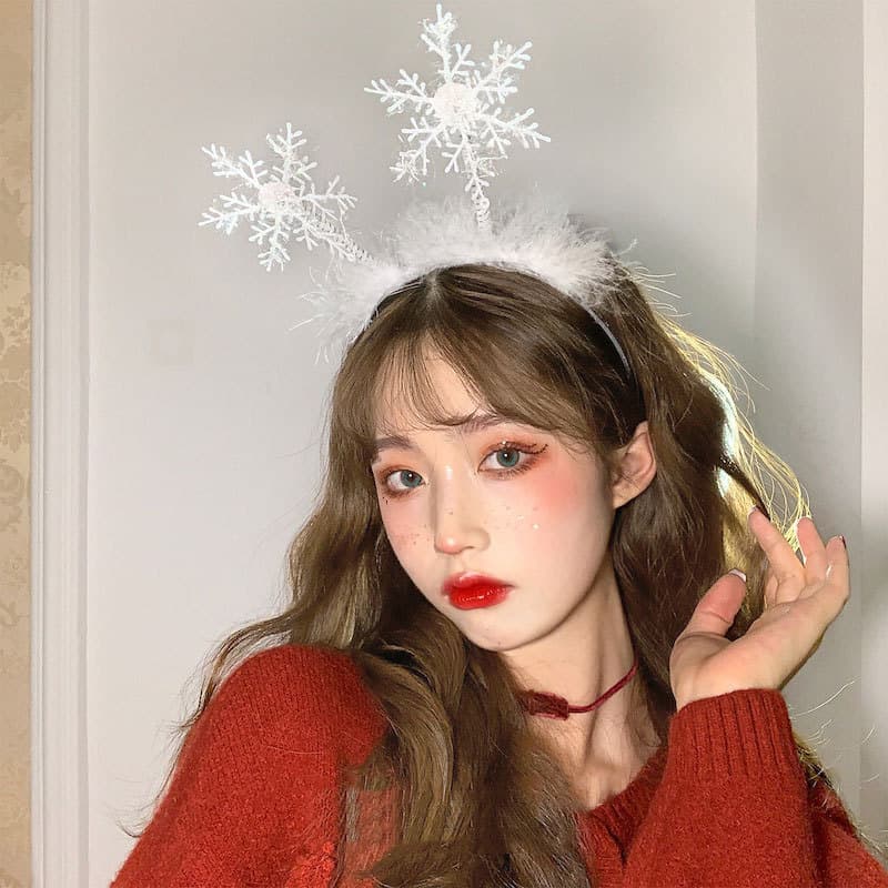 Além de pelúcia bandana feminino floco de neve bandana hairpin grampo de cabelo natal Headwear outono inverno High-End e