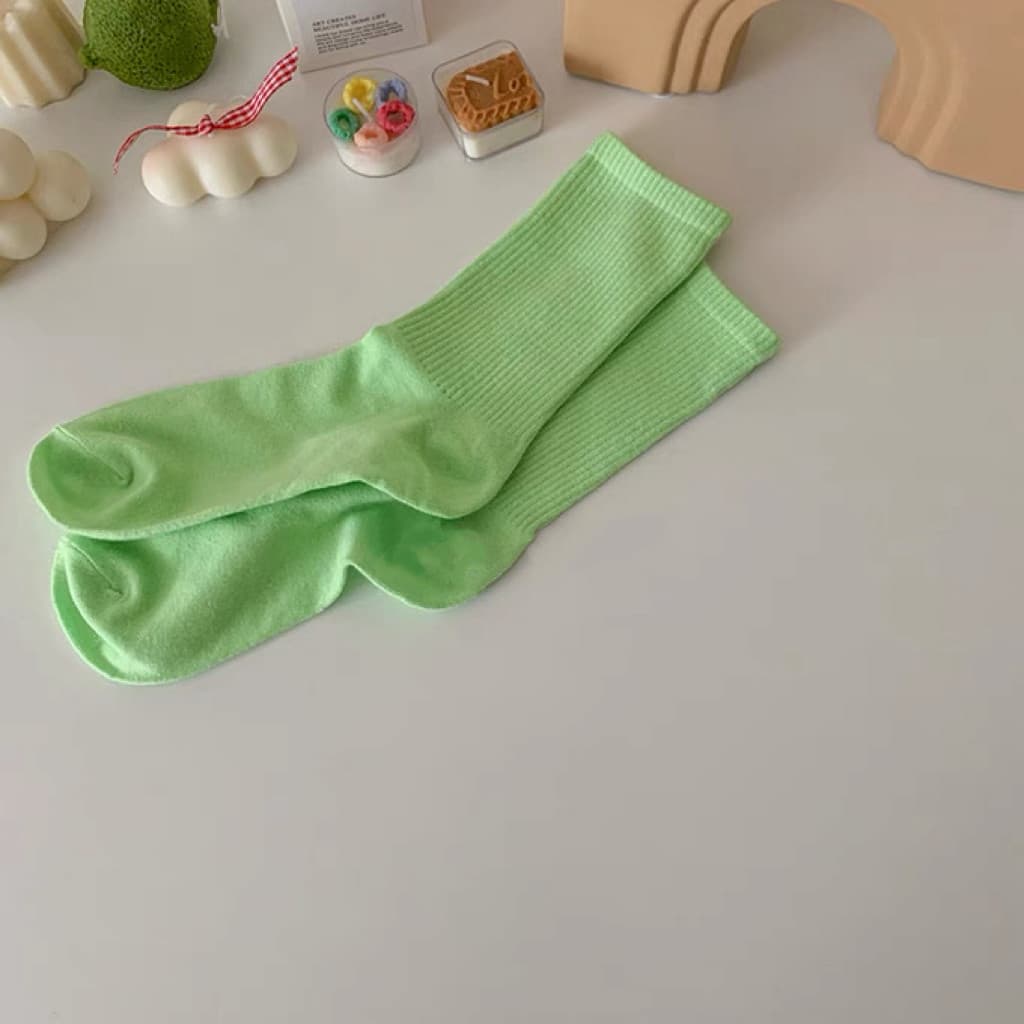 Água com gás de maçã verde!Cor curativa de menta!Abacate Verde Claro Creme Verde Água Verde Meias Tubo Médio