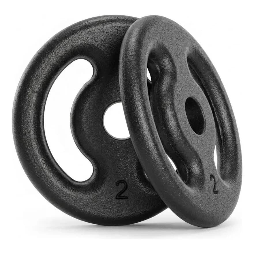 Kit 2 Anilhas 2 Kg (Par) Halter Anilha Peso Academia Musculação Crossfit Funcional Fisioterapia Muscular Força Exercicio