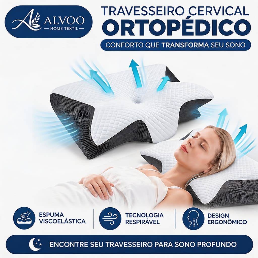 Almofada Ortopédica De Espuma De Memória Ergonômico Para Dor Apoio No Pescoço