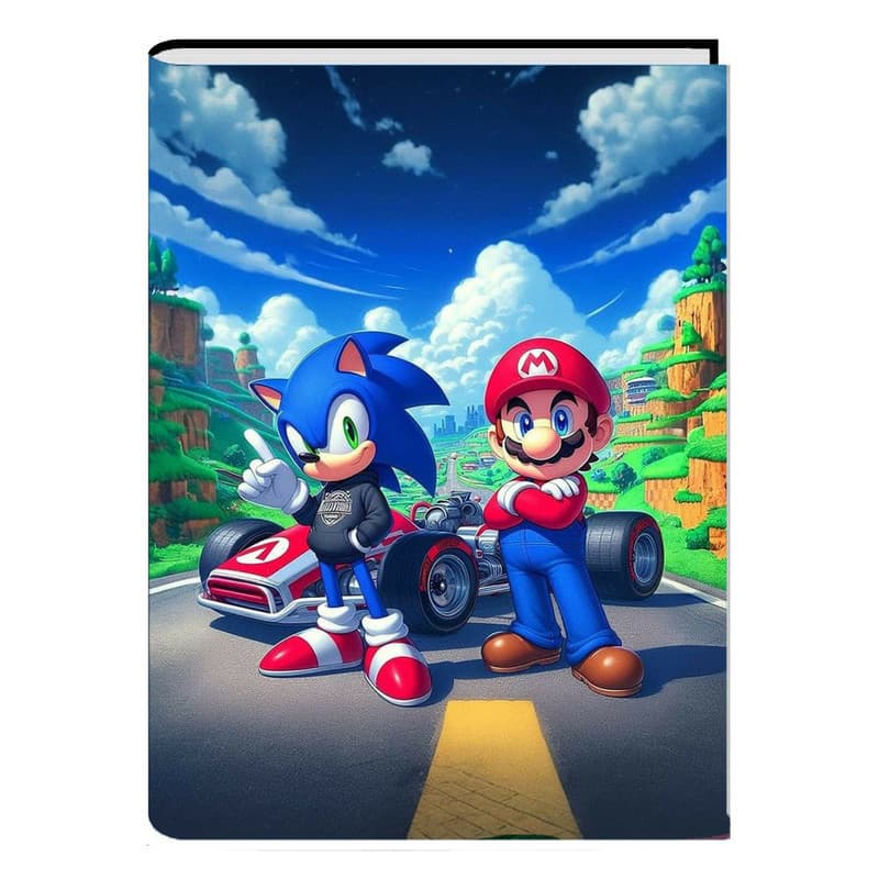 Caderno Sonic e Mario Brochurão Grande 96 Folhas