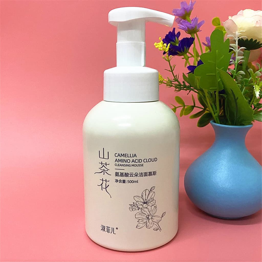 Camélia aminoácido espuma limpador facial imprensa garrafa Mousse limpeza profunda das mulheres dos homens dedicado limp