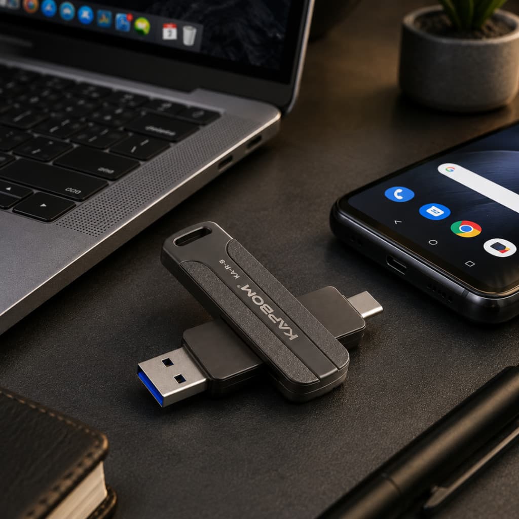 Pendrive 8GB Kapbom KA-R-8 USB 3.0 + Tipo-C 140MB/s Metal OTG Para Notebook Celular Android