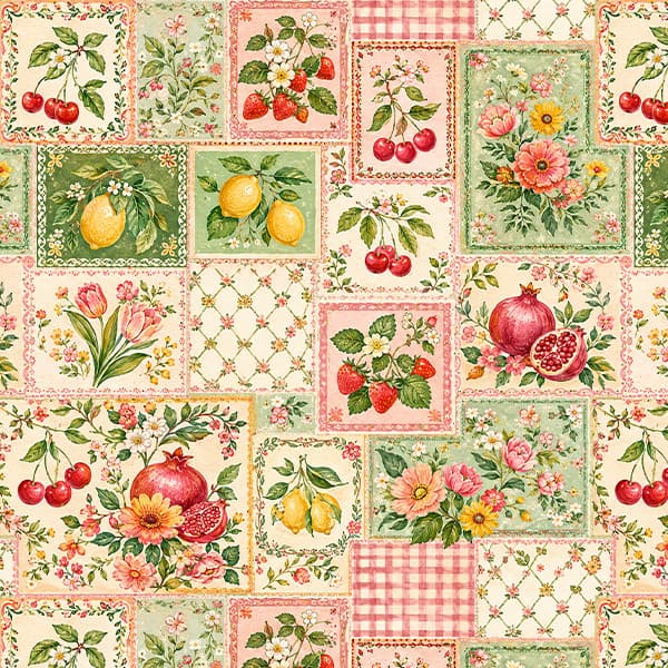 Tecido Tricoline Digital Estampado Pomar Florido Pano Artesanato Mesa Cozinha