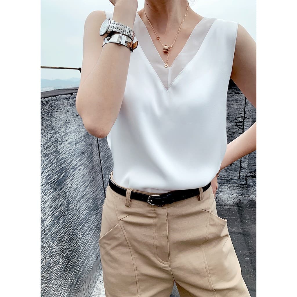 Colete Suspensor De Cetim Com Parte Inferior Para Mulheres Fundo