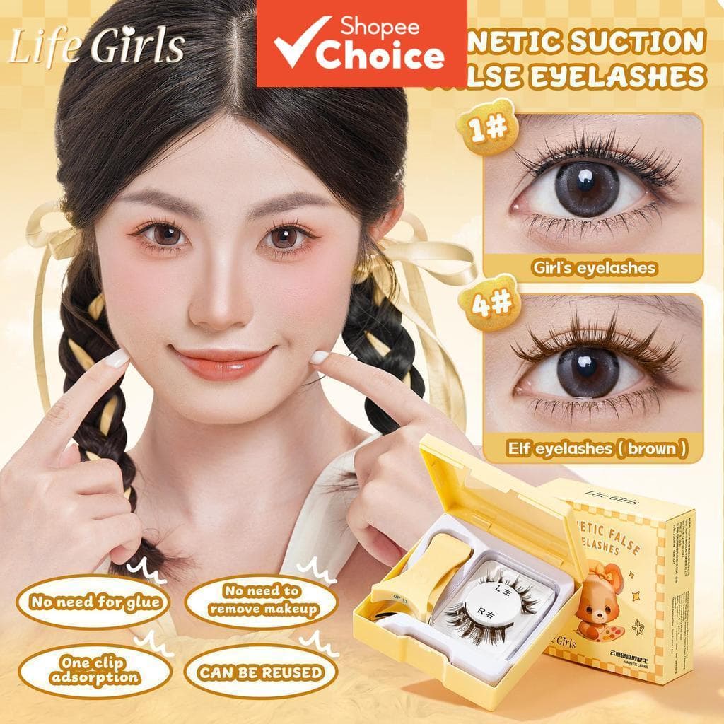 Cílios Postiços Magnéticos para Meninas da Life Girls, com Sensação de Nuvem, Reutilizáveis, Sem Cola, Volume Natural,