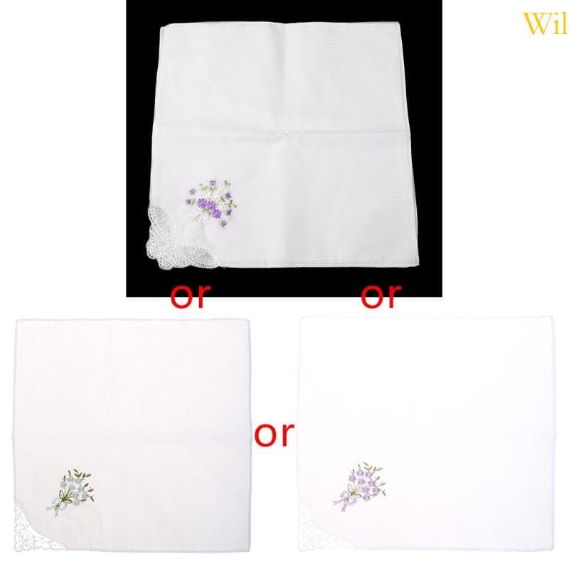 Wil 6 Peças Lenço Renda Bordado Feminino Floral