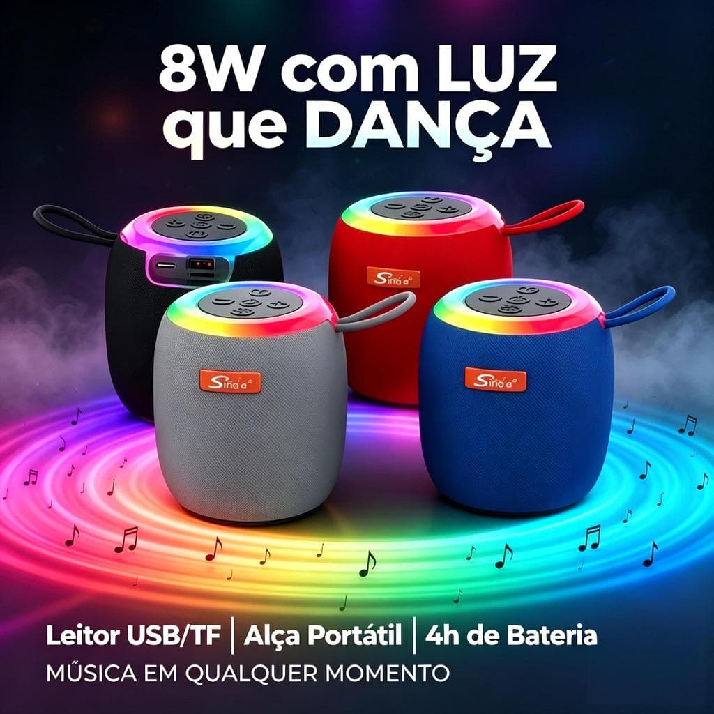 Caixa de Som Portátil Sing-E B108 8W Bluetooth Bateria 800mAh Super Leve para Uso Diário
