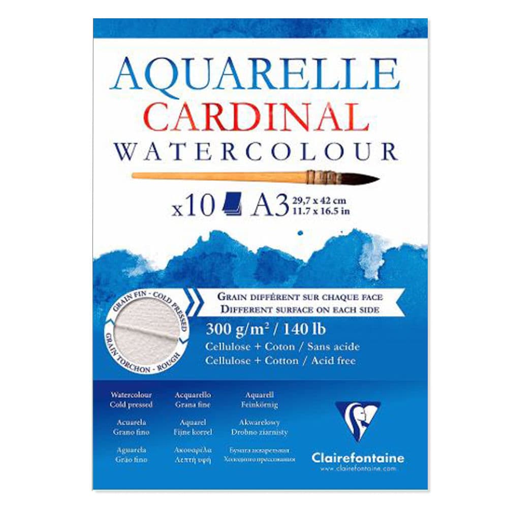 Bloco de Papel para Aquarela Clairefontaine Cardinal A3 300g