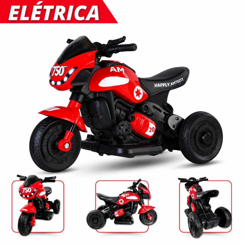 Mini Moto Elétrica Infantil Motinha Triciclo com Luz e Som Bateria 6v Recarregável Moto