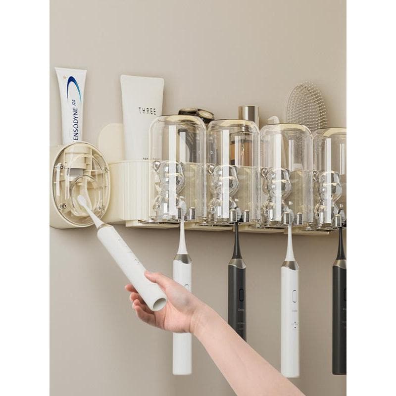 Bonito urso escova de dentes Rack perfurado toalete automático espremedor pasta de dentes banheiro bucal copo titular es
