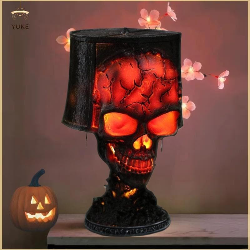 YUKE Halloween Gótico Crânio Lâmpada USB Plug Lava Esqueleto Decorações Para Casa Ornamentos De Mesa Presente BR