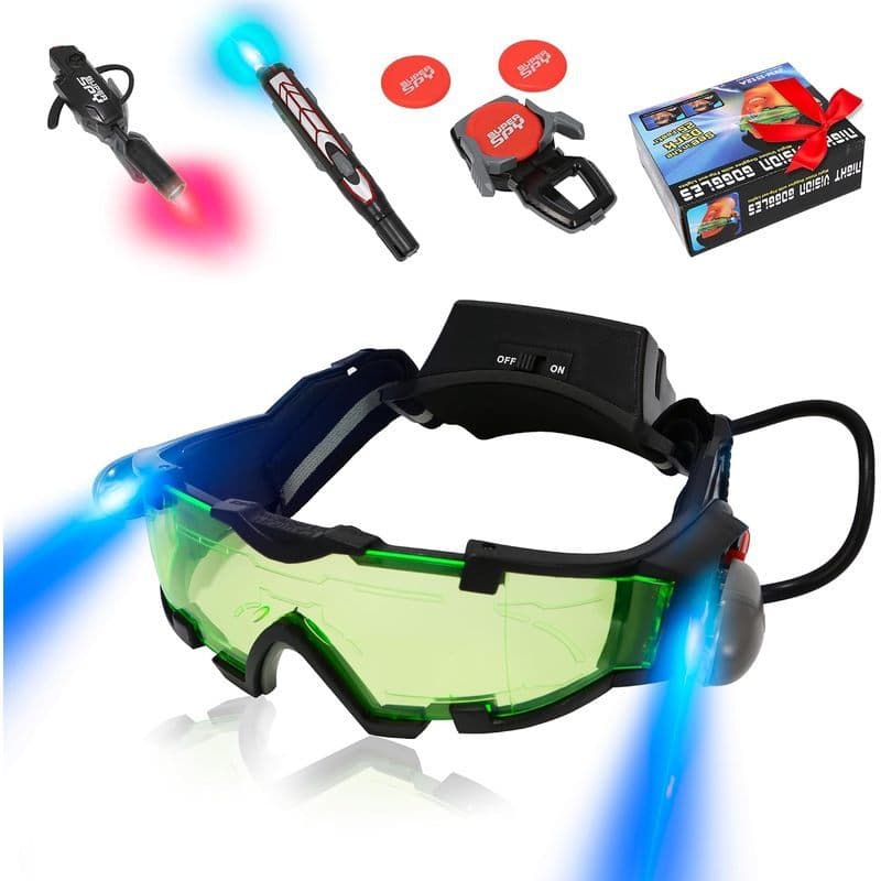 Kit De Espião De Óculos De Visão Noturna Infantil , Conjunto De Brinquedos De Equipamento 4 Peças , Missão Legal Com Luz