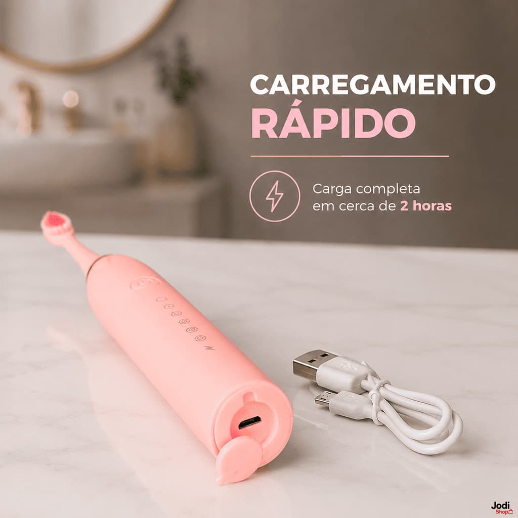 Escova Elétrica Sônica Recarregável USB 42000 Vibrações IPX7 5 Modos 6 Intensidades