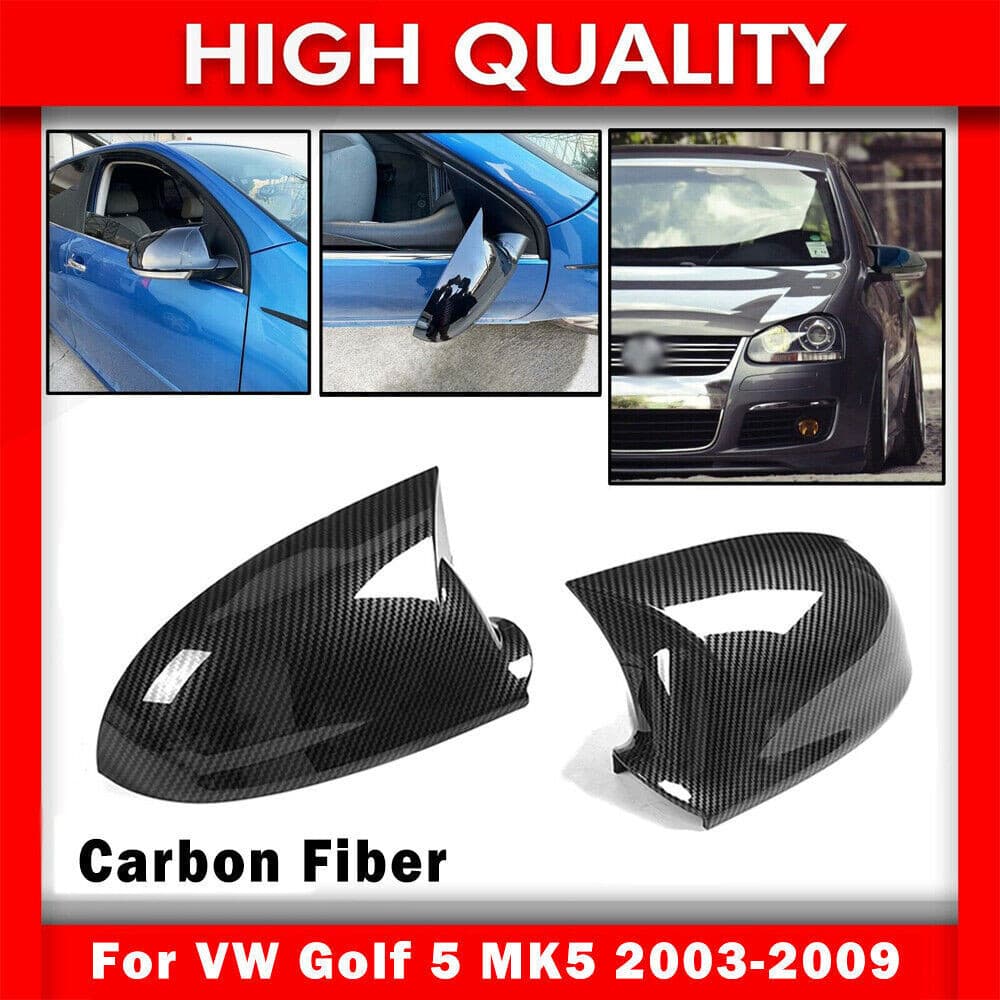 Tampas De Cobertura De Espelho Lateral Preta De Fibra De Carbono Para VW Golf GTI Jetta MK5 03-2009