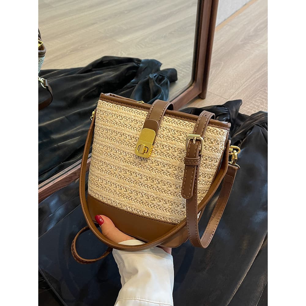 bolsa transversal feminino bolsa feminina Bolsa Feminina Nicho Design Bolsa de Palha Tailandesa All-Match