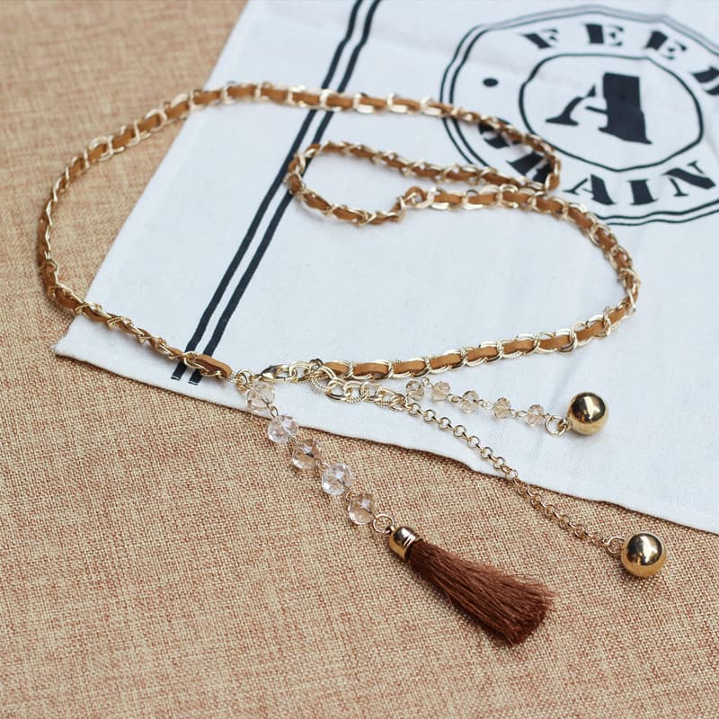 Corrente de cintura de Metal cristal feminino cinto fino borla cinto diamante acessórios corda de cintura com saia vesti