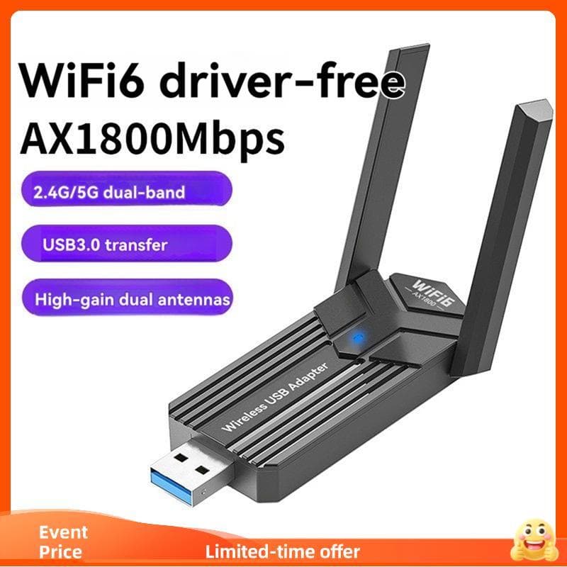 Alto-Falante Sem Driver WiFi 6 1800Mbps USB3.0 Dongle 2.4G/5G Adaptador Usb De Rede Fio De Banda Dupla Para Win10/11