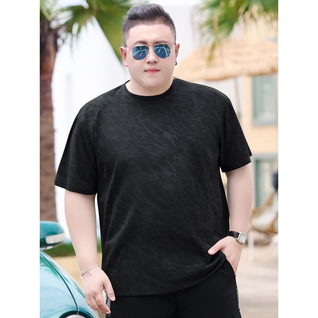 2025 novo estilo masculino em torno do pescoço casual gordo mais gordura plus Size moda casual em torno do pescoço solto